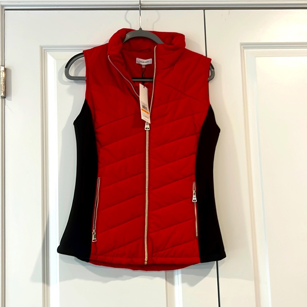 Calvin Klein Women’s Red and Black Zip Vest Top Size Small NWT